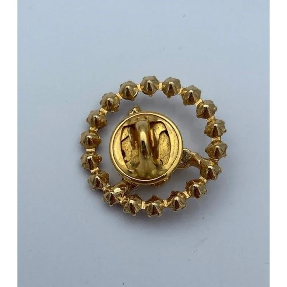 VTG Ballou Reg’d Guardian Angel/Cherub Gold Tone & Red Rhinestone Lapel Tack Pin